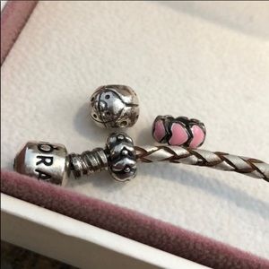 2 PANDORA SILVER CHARMS BEADS DIVIDERS for bracelet AUTHENTIC